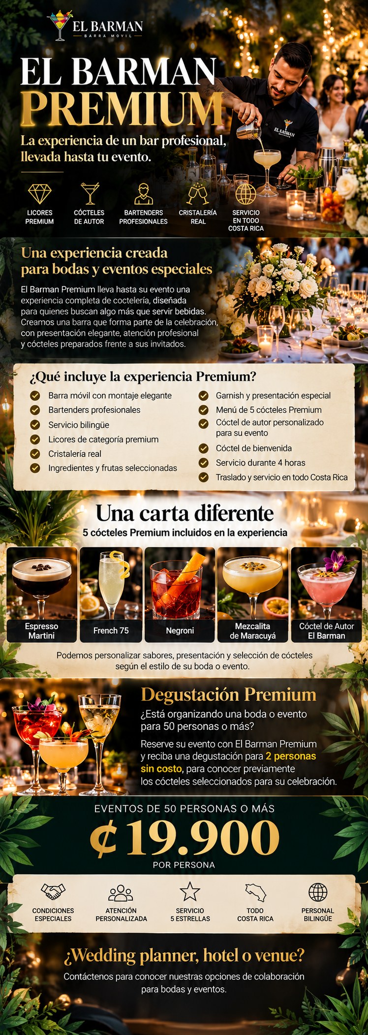 El Barman Premium - barra de cócteles para bodas y eventos privados en Costa Rica