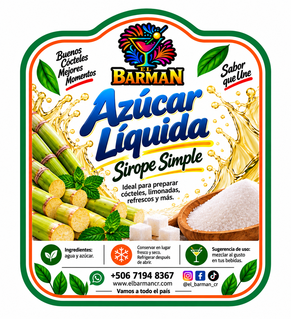 Sirope simple azúcar líquida El Barman